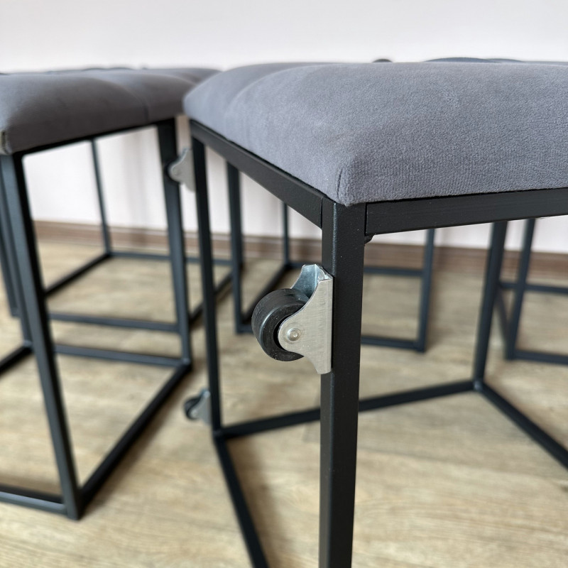 Пуф-трансформер 5в1 Остін-1 зі столиком велюр сірий/чорний 7-5-9005