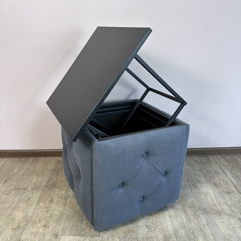 Пуф-трансформер 5в1 Остін-1 зі столиком велюр сірий/чорний 7-5-9005