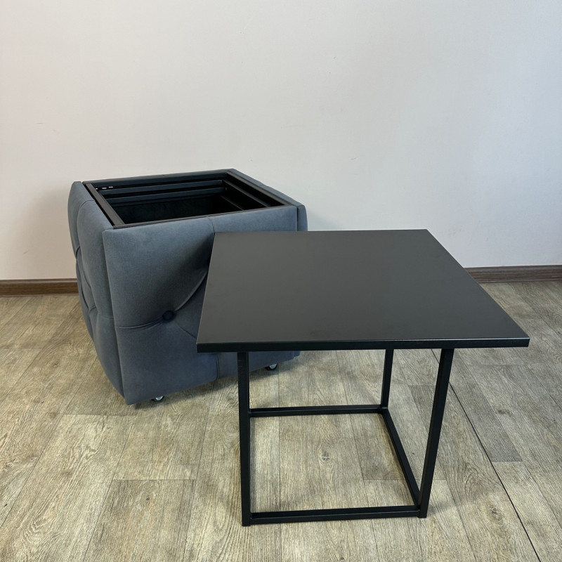 Пуф-трансформер 5в1 Остін-1 зі столиком велюр сірий/чорний 7-5-9005