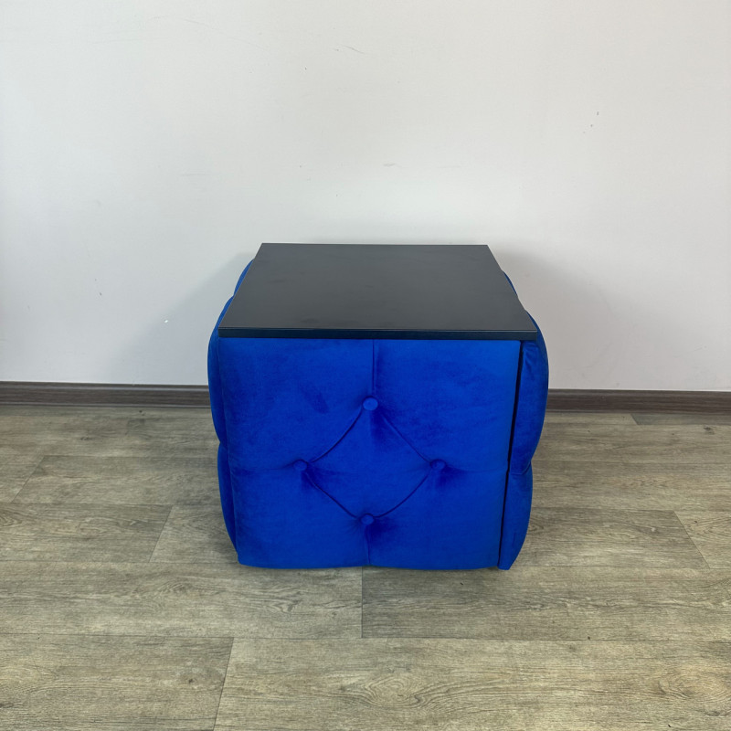 Пуф-трансформер 5в1 Mzavod Остин-1 со столиком велюр синий/черный 9-5-9003