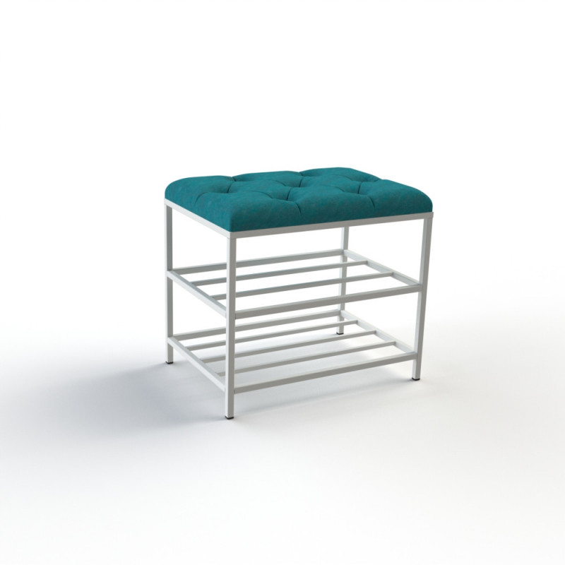 Банкетка для взуття Женева-1 50 см велюр бірюзовий 2-0-9003