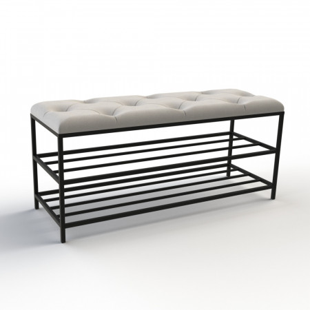 Банкетка для взуття Женева-1 100 см велюр світло-сірий 6-0-9005