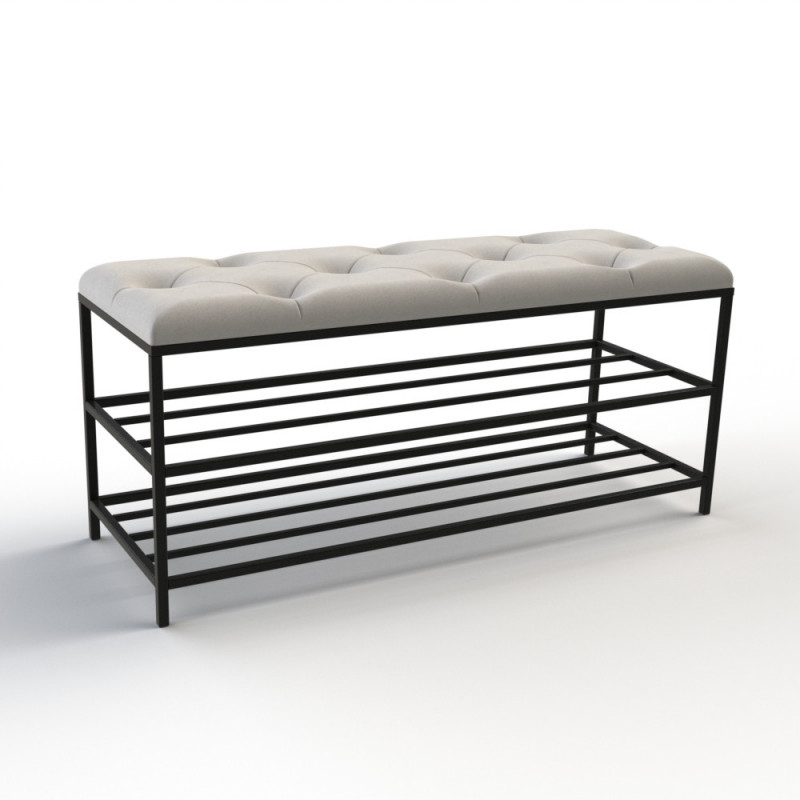 Банкетка для взуття Женева-1 100 см велюр світло-сірий 6-0-9005