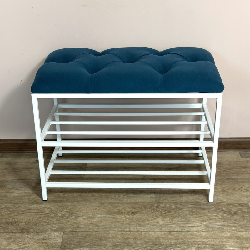 Банкетка для взуття Женева-1 50 см велюр бірюзовий 2-0-9003