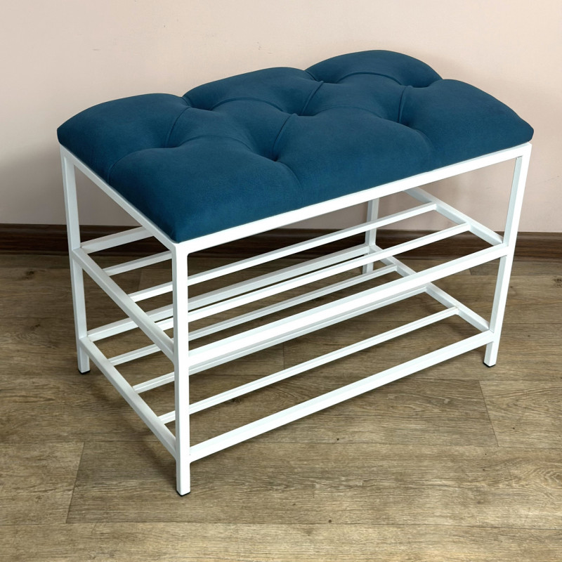 Банкетка для взуття Женева-1 50 см велюр бірюзовий 2-0-9003