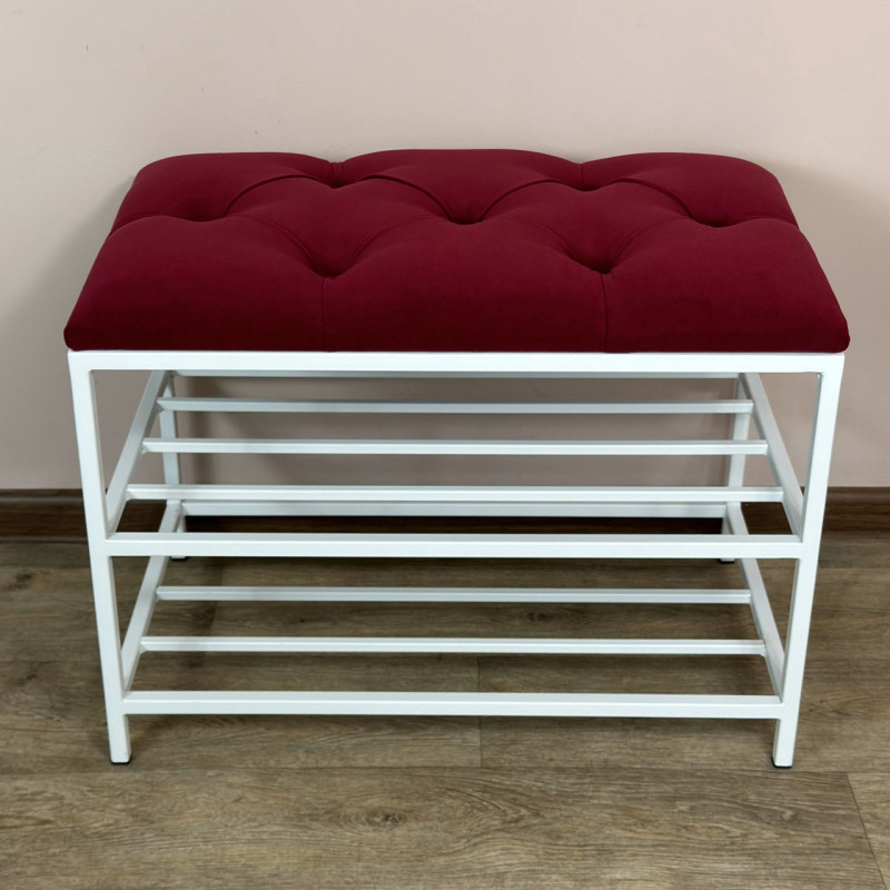 Банкетка для взуття Женева-1 60 см велюр червоний 4-0-9003