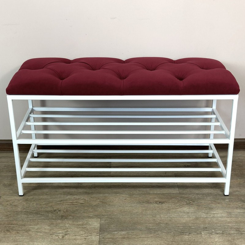 Банкетка для взуття Женева-1 70 см велюр червоний 4-0-9003