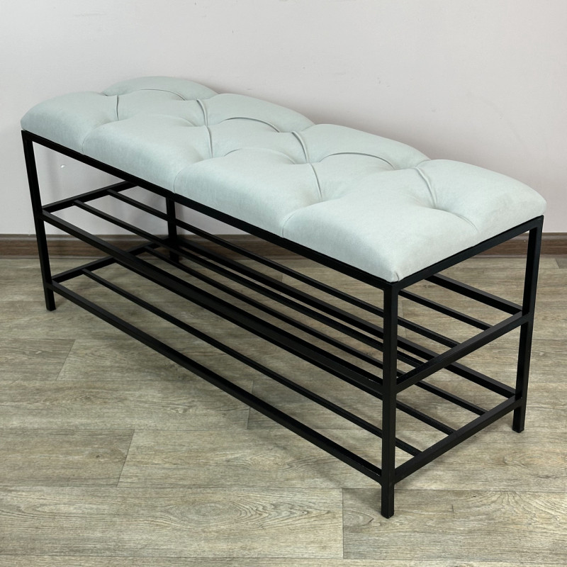 Банкетка для взуття Женева-1 100 см велюр світло-сірий 6-0-9005