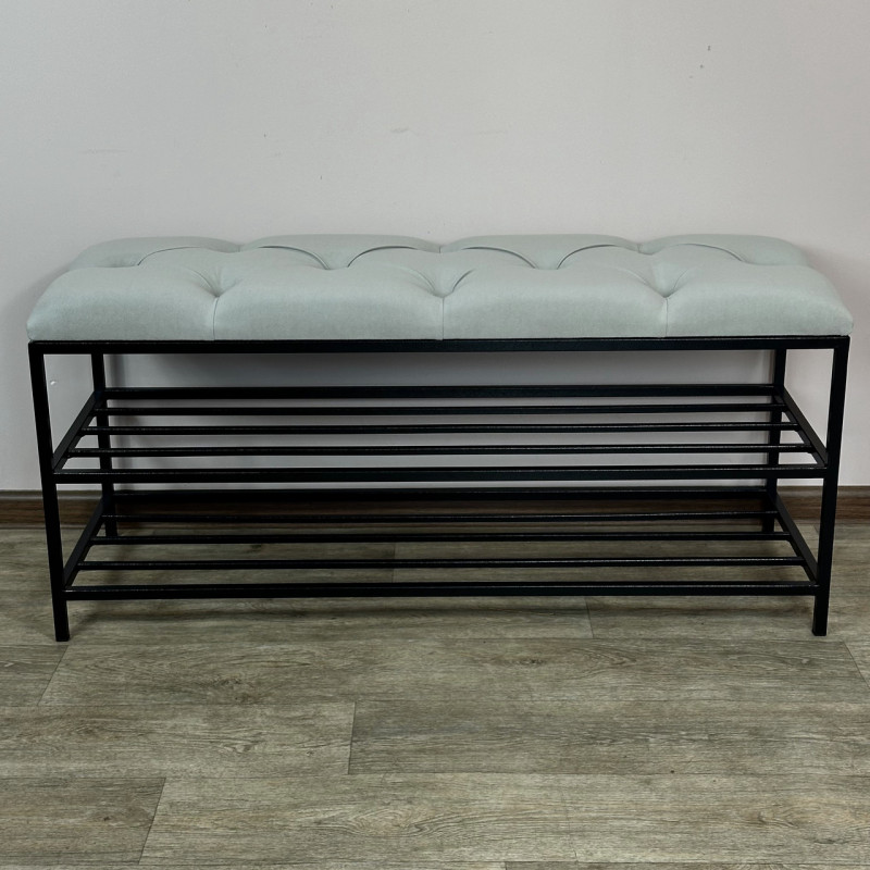 Банкетка для взуття Женева-1 100 см велюр світло-сірий 6-0-9005