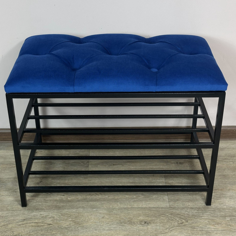 Банкетка для взуття Женева-1 60 см велюр синій 9-0-9005