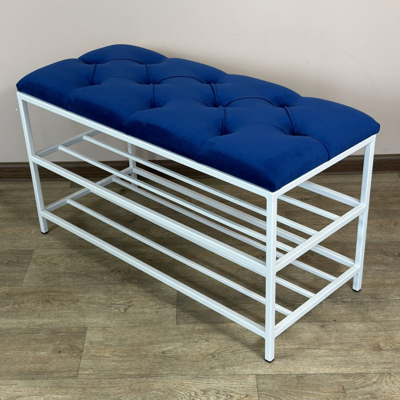 Банкетка для взуття Женева-1 80 см велюр синій 9-0-9003