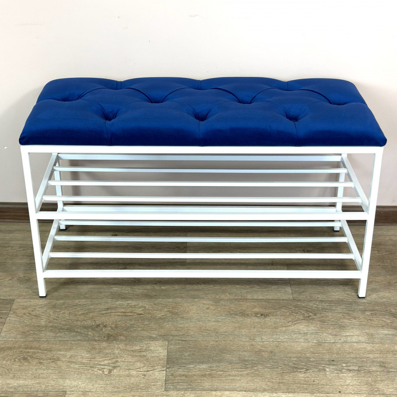 Банкетка для взуття Женева-1 80 см велюр синій 9-0-9003