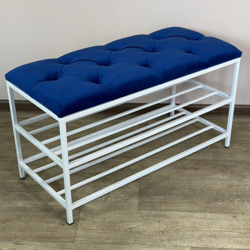 Банкетка для взуття Женева-1 80 см велюр синій 9-0-9003