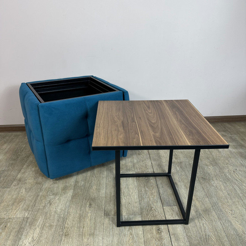 Пуф-трансформер 5в1 Остін-4 зі столиком велюр бірюзовий/горіх каліфорнійський 2-4-9005