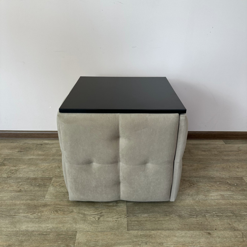 Пуф-трансформер 5в1 Остін-4 зі столиком велюр бежевий/чорний 3-5-9003