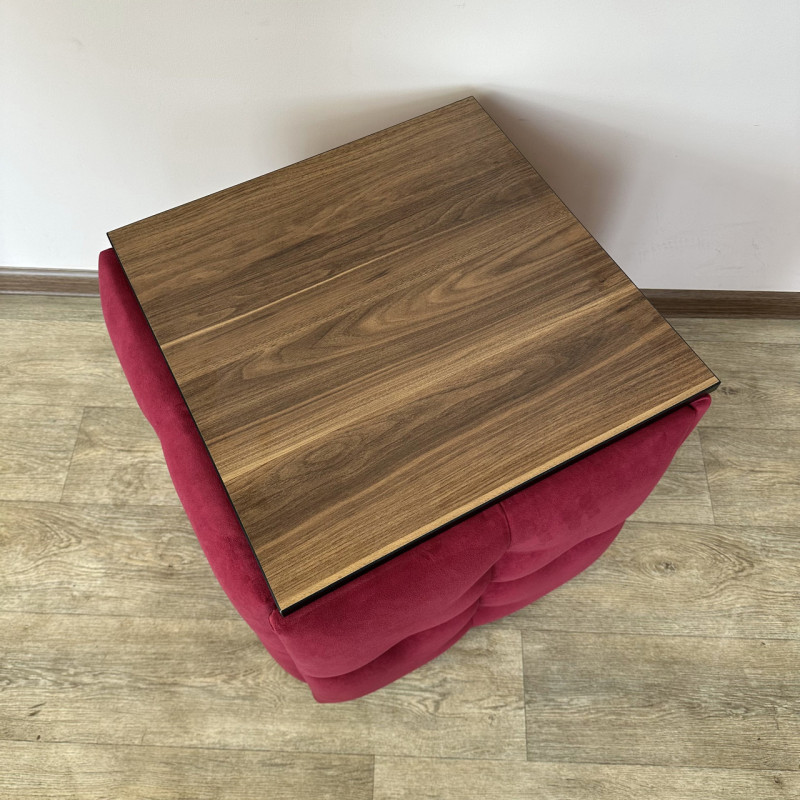 Пуф-трансформер 5в1 Остін-4 зі столиком велюр червоний/горіх каліфорнійський 4-4-9005