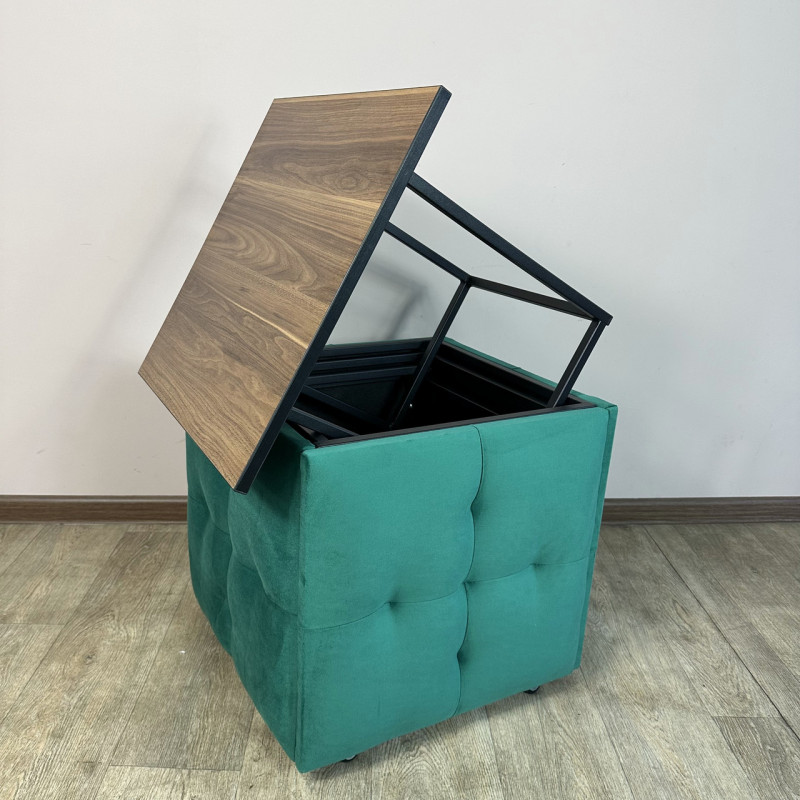 Пуф-трансформер 5в1 Остін-4 зі столиком велюр смарагдовий/горіх каліфорнійський 8-4-9005