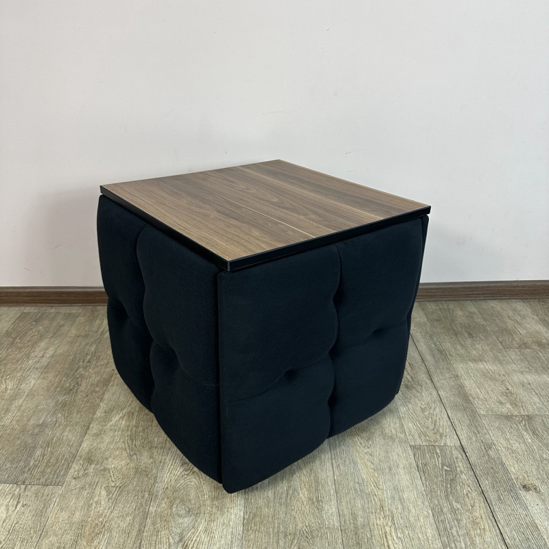 Пуф-трансформер 5в1 Mzavod Остин-4 со столиком велюр черный/орех калифорнийский 10-4-9005