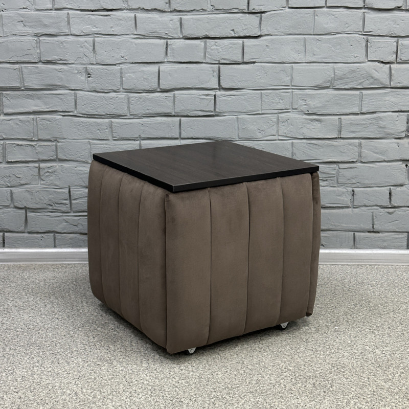 Пуф-трансформер 5в1 Остін-2 зі столиком велюр сіро-коричневий/дуб венге 5-8-9003