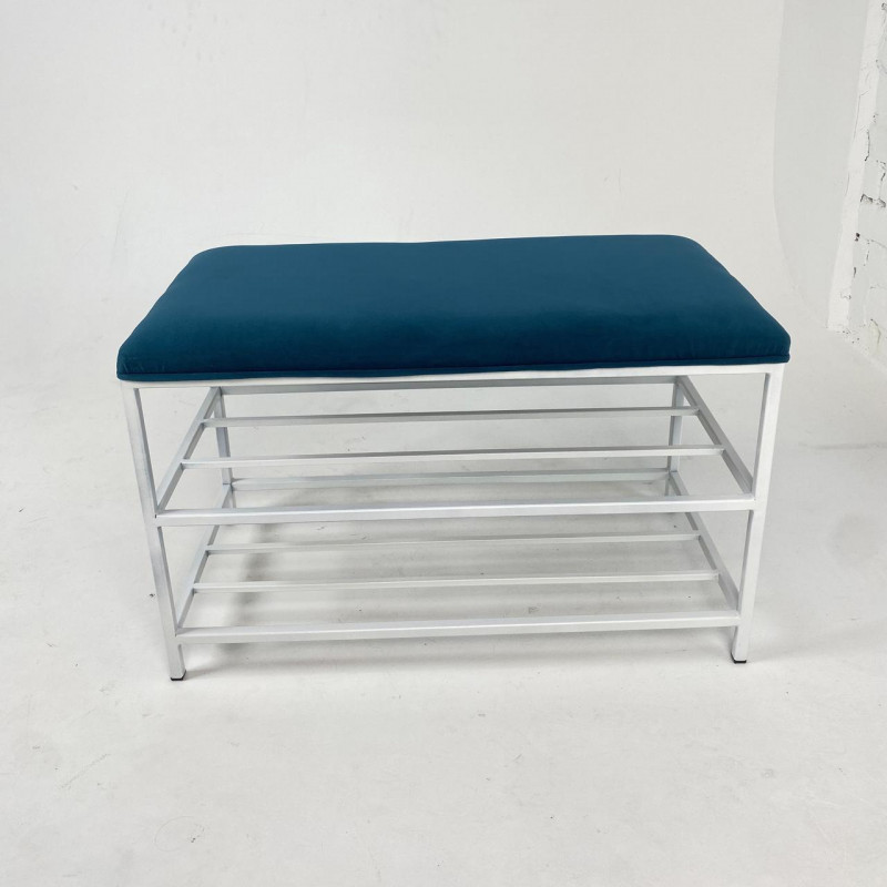 Банкетка для взуття Женева-3 90 см велюр бірюзовий 2-0-9003