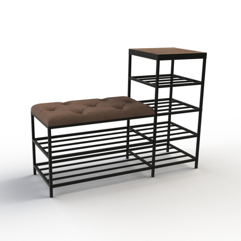 Банкетка для обуви Барселона-1 100см велюр коричневый/калифорнийский орех 1-4-9005