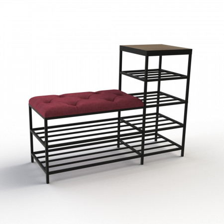 Банкетка для взуття Барселона-1 100 см велюр червоний/ріголетто темний 4-1-9005