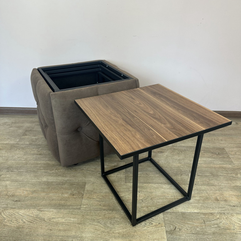 Пуф-трансформер 5в1 Остін-1 зі столиком велюр коричневий/горіх каліфорнійський 1-4-9005