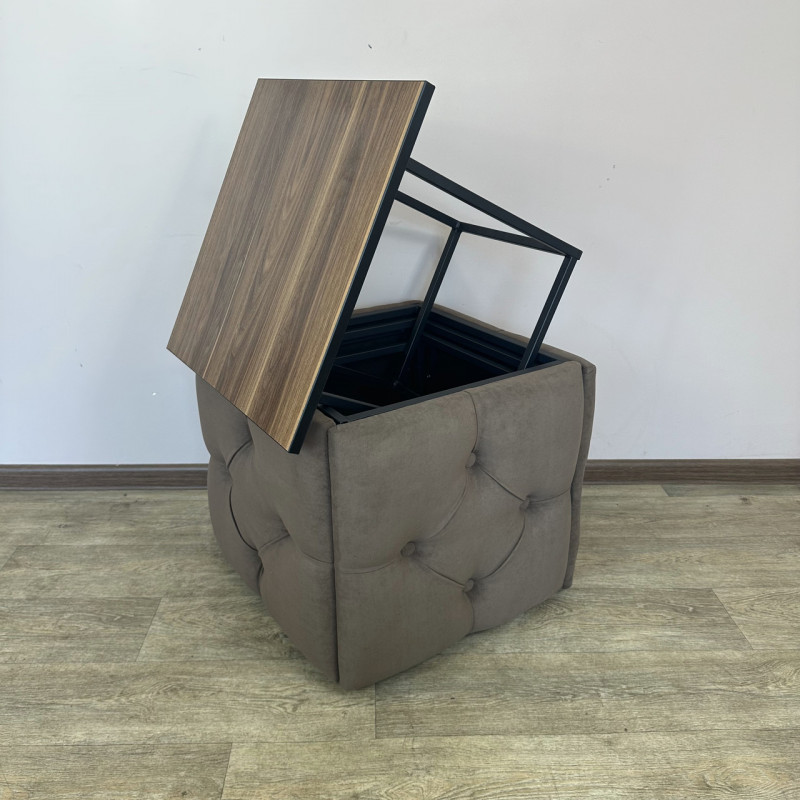 Пуф-трансформер 5в1 Остін-1 зі столиком велюр коричневий/горіх каліфорнійський 1-4-9005