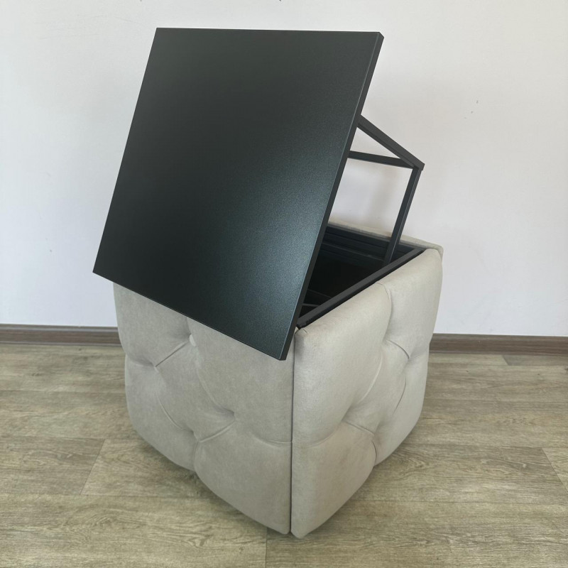 Пуф-трансформер 5в1 Остін-1 зі столиком велюр бежевий/чорний 3-5-9005