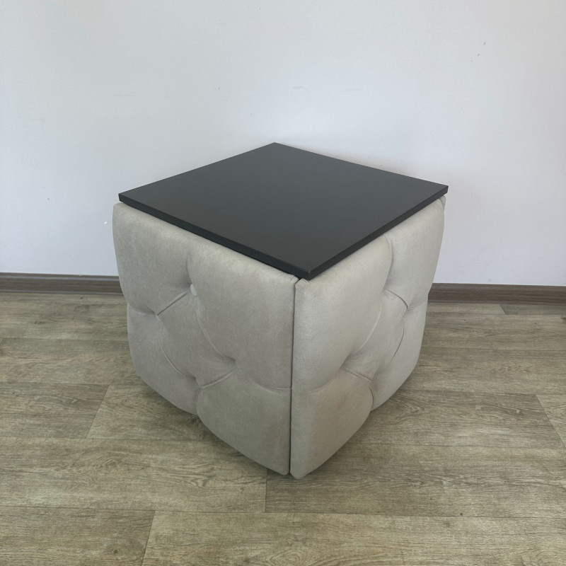 Пуф-трансформер 5в1 Остін-1 зі столиком велюр бежевий/чорний 3-5-9005