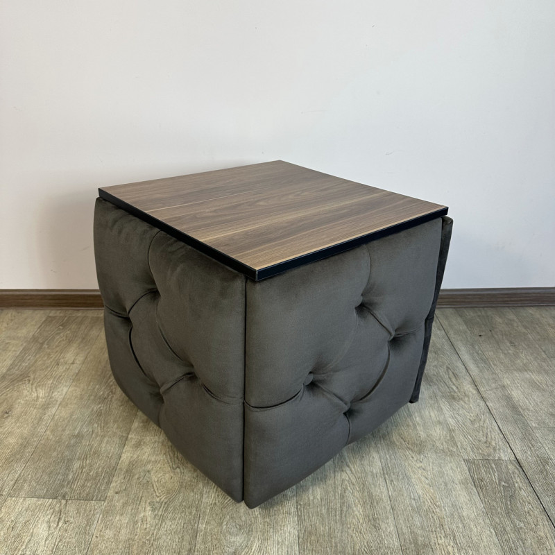 Пуф-трансформер 5в1 Остін-1 зі столиком велюр сіро-коричневий/горіх каліфорнійський 5-4-9003