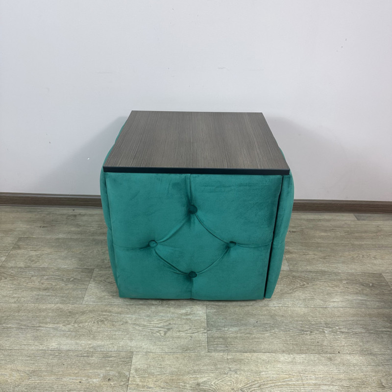 Пуф-трансформер 5в1 Остін-1 зі столиком велюр смарагдовий/ріголетто темний 8-1-9003