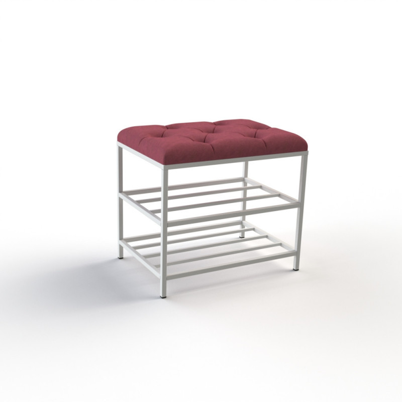 Банкетка для взуття Женева-1 50 см велюр червоний 4-0-9003