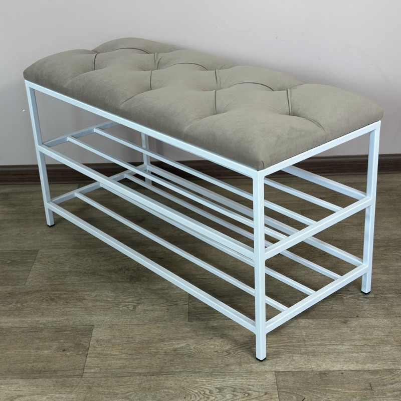 Банкетка для взуття Женева-1 80 см велюр бежевий 3-0-9003