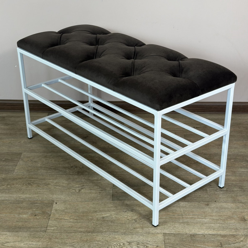 Банкетка для взуття Женева-1 70 см велюр сіро-коричневий 5-0-9003