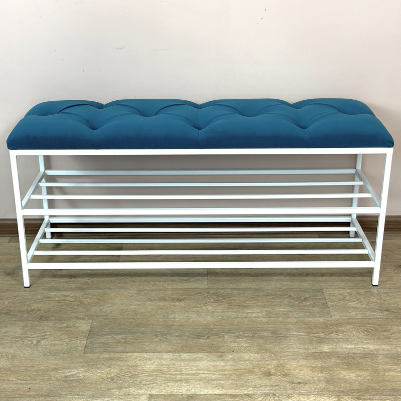 Банкетка для взуття Женева-1 90 см велюр бірюзовий 2-0-9003