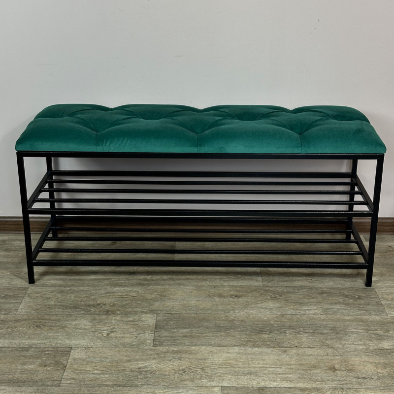 Банкетка для взуття Женева-1 90 см велюр смарагдовий 8-0-9005
