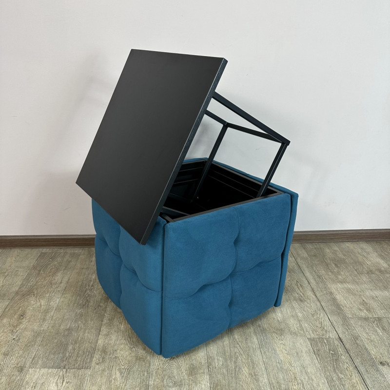 Пуф-трансформер 5в1 Остін-4 зі столиком велюр бірюзовий/чорний 2-5-9005