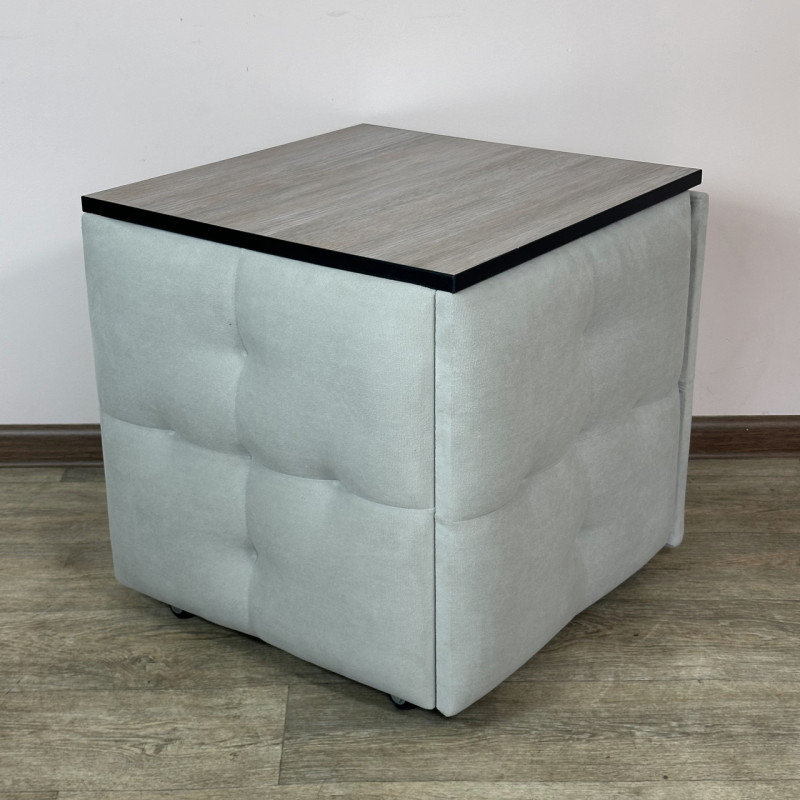 Пуф-трансформер 5в1 Остін-4 зі столиком велюр світло-сірий/дуб платиновий 6-2-9003