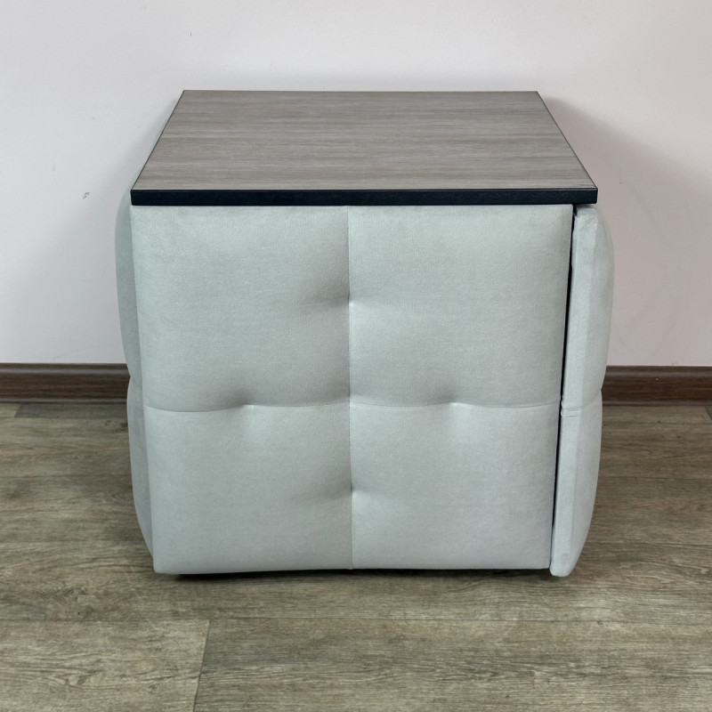 Пуф-трансформер 5в1 Остін-4 зі столиком велюр світло-сірий/дуб платиновий 6-2-9003