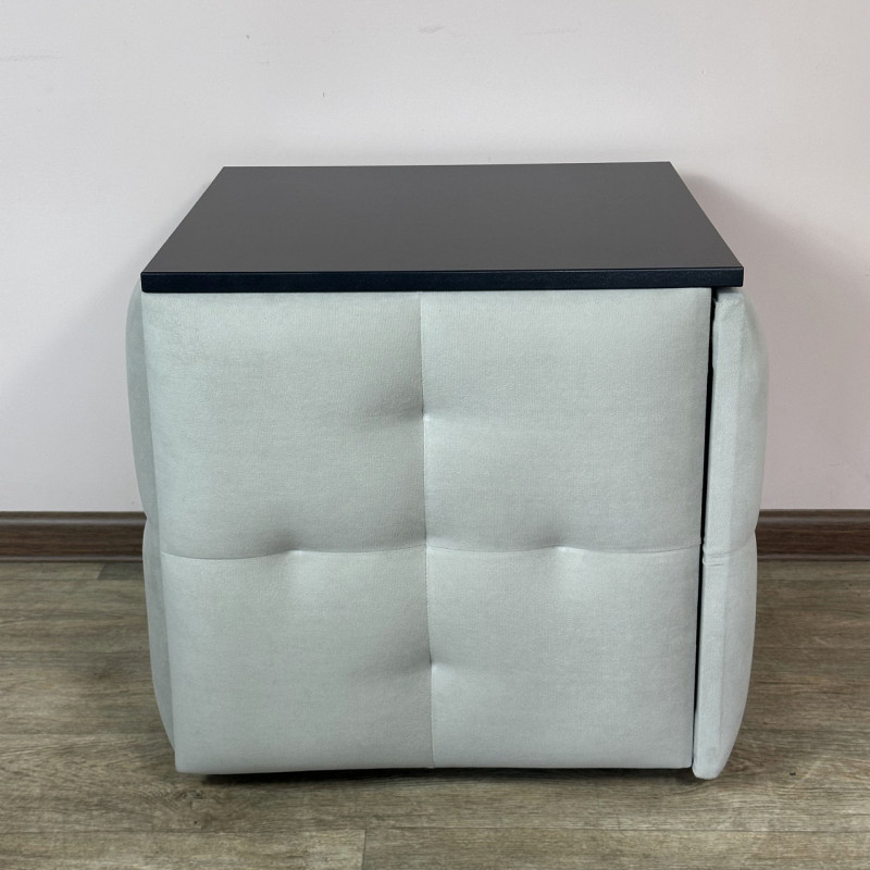 Пуф-трансформер 5в1 Остін-4 зі столиком велюр світло-сірий/чорний 6-5-9005