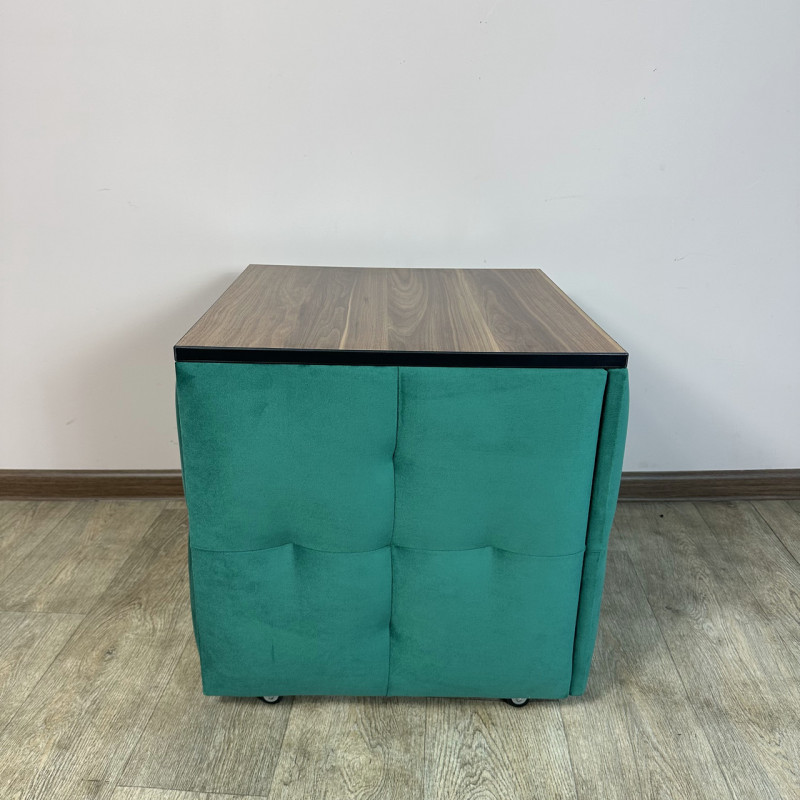 Пуф-трансформер 5в1 Остін-4 зі столиком велюр смарагдовий/горіх каліфорнійський 8-4-9003