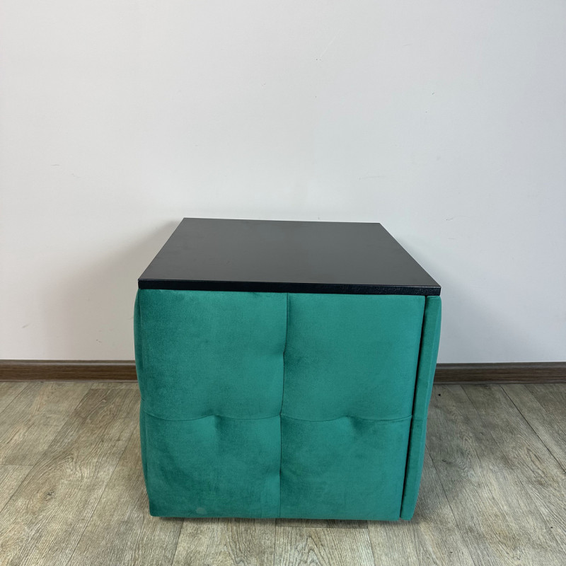 Пуф-трансформер 5в1 Остін-4 зі столиком велюр смарагдовий/чорний 8-5-9005