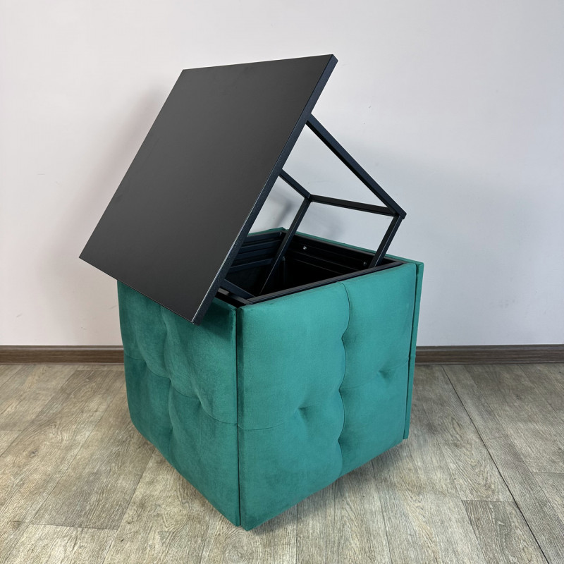 Пуф-трансформер 5в1 Остін-4 зі столиком велюр смарагдовий/чорний 8-5-9005