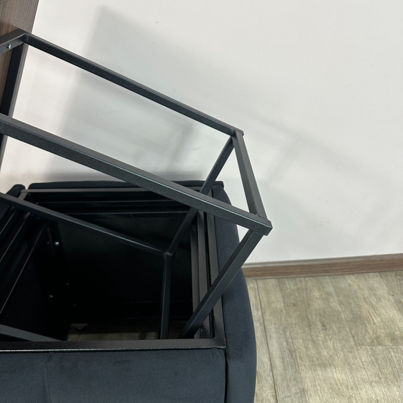 Пуф-трансформер 5в1 Остін-4 зі столиком велюр чорний/чорний 10-5-9005