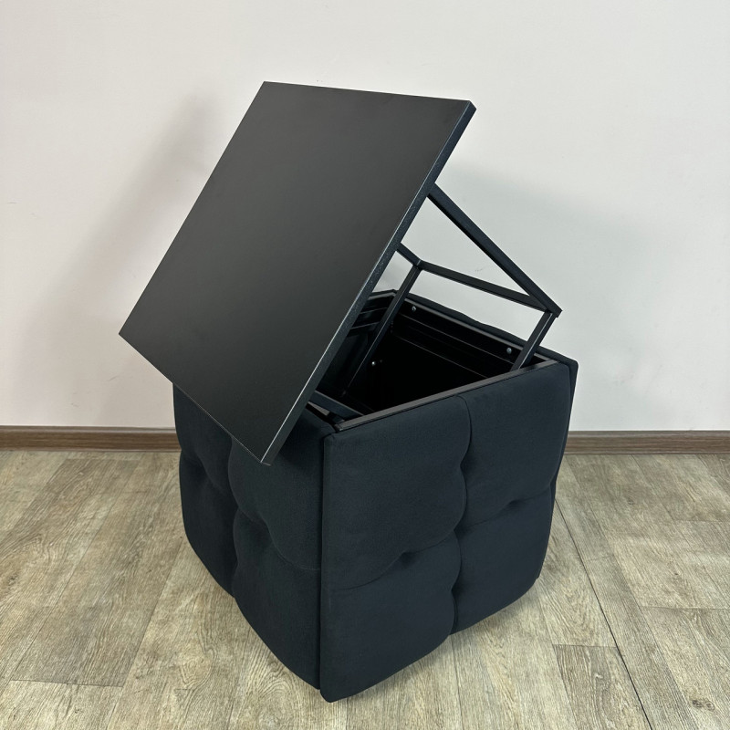 Пуф-трансформер 5в1 Остін-4 зі столиком велюр чорний/чорний 10-5-9005