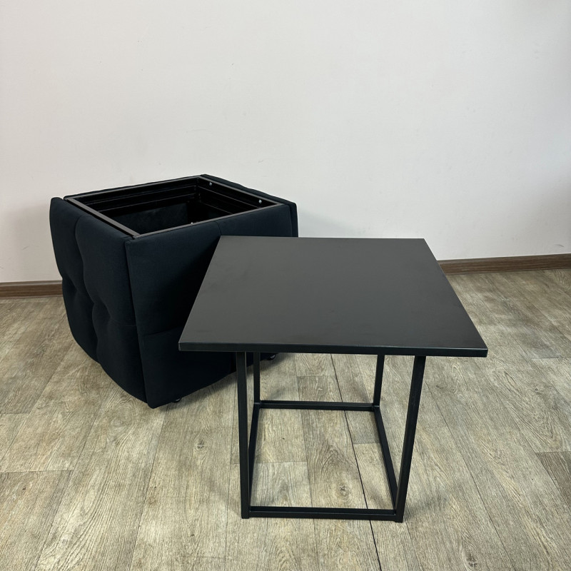 Пуф-трансформер 5в1 Остін-4 зі столиком велюр чорний/чорний 10-5-9005