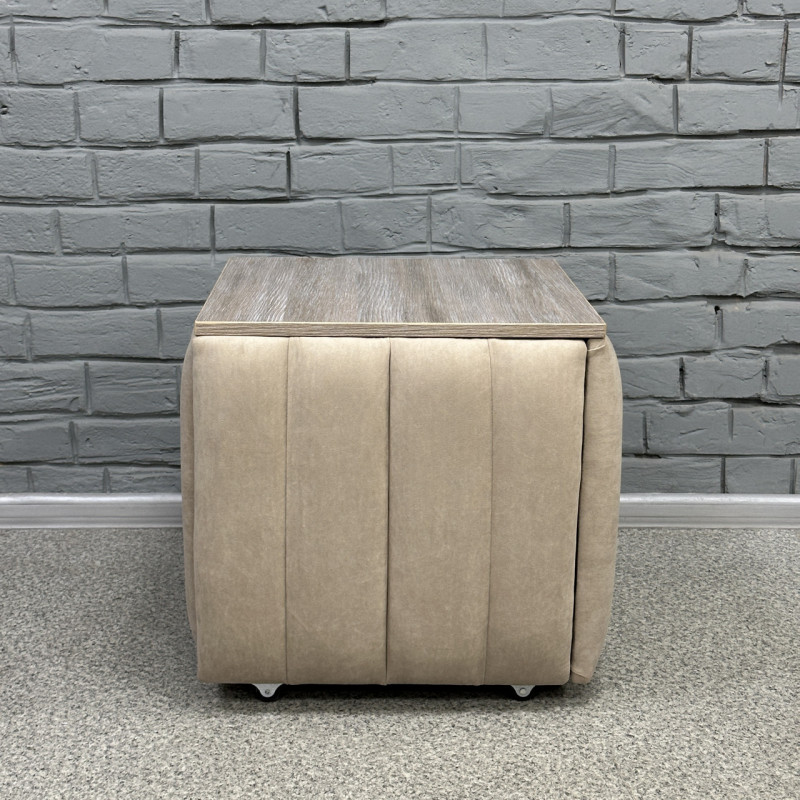 Пуф-трансформер 5в1 Остін-2 зі столиком велюр бежевий/дуб платиновий 3-2-9005