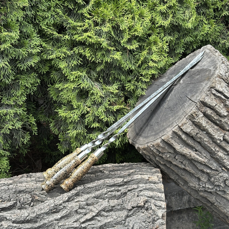 Шампур Mzavod з дерев'яною ручкою 630х12х3мм мармуровий