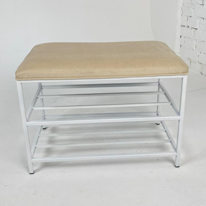 Банкетка для взуття Женева-3 90 см велюр бежевий 3-0-9003